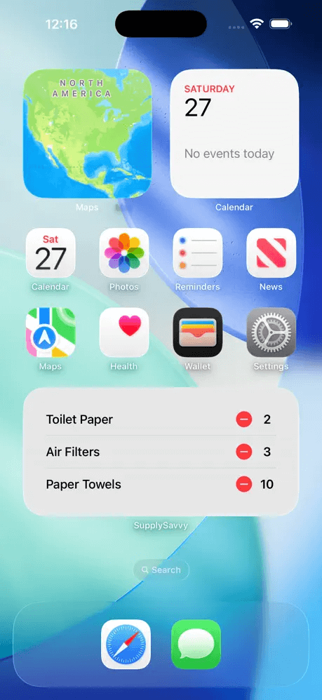 SupplySavvy home screen widget